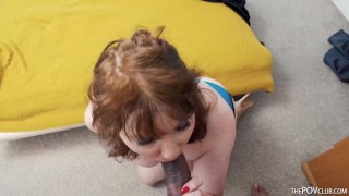 British GILF Lady Ava sucks black cock POV to pay off grandson’s debt