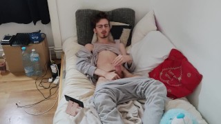 Jerking off while watching porn video